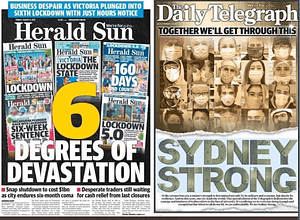Newpaper covers of both Herald Sun and The Daily Telegraph 