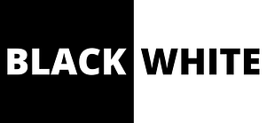 The word Black written on white on a black background, Then the word written in black with a white background. 