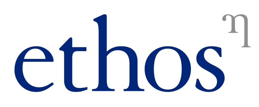 Ethos written in the Ethos logo in dark blue